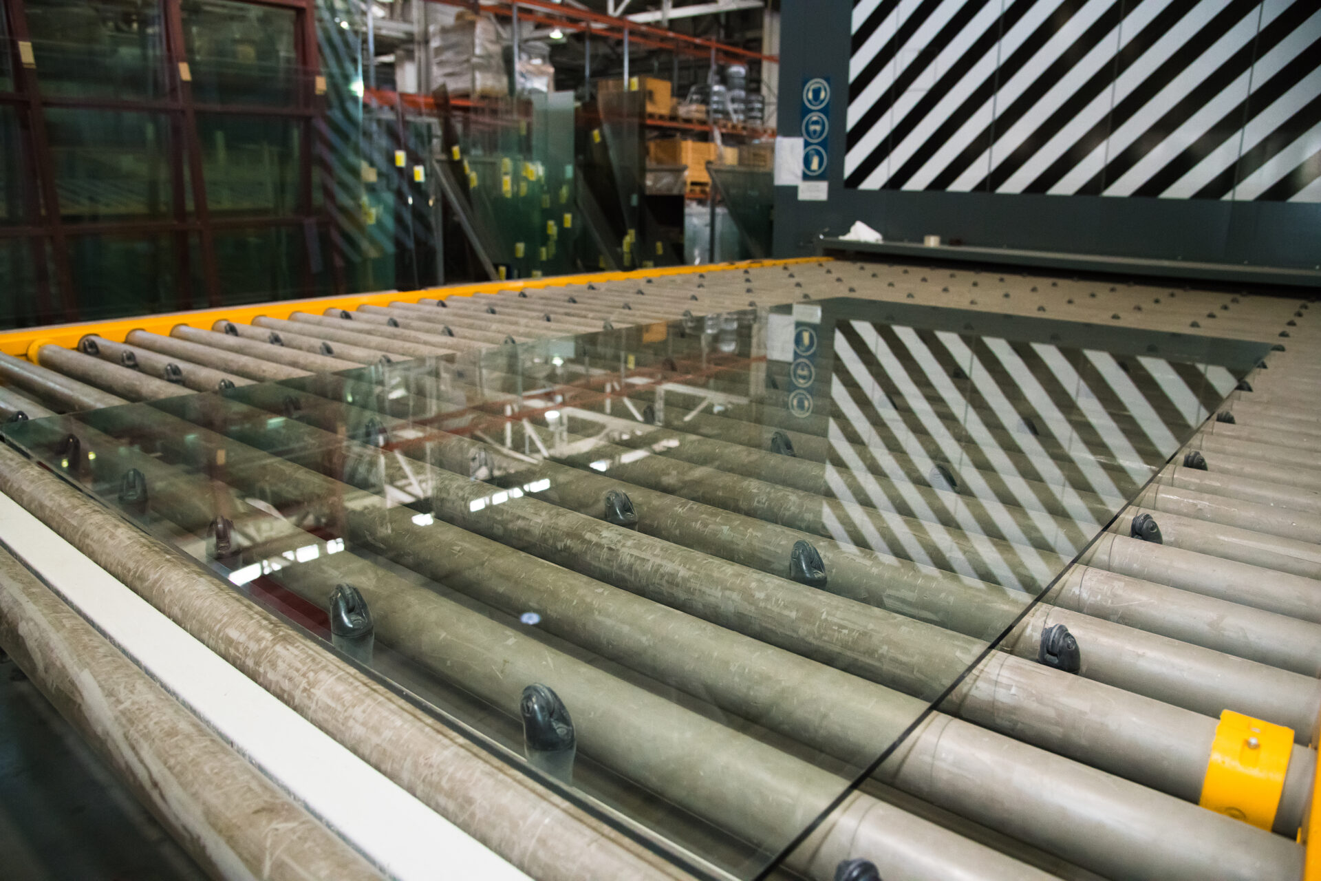 The inside of a glass factory.